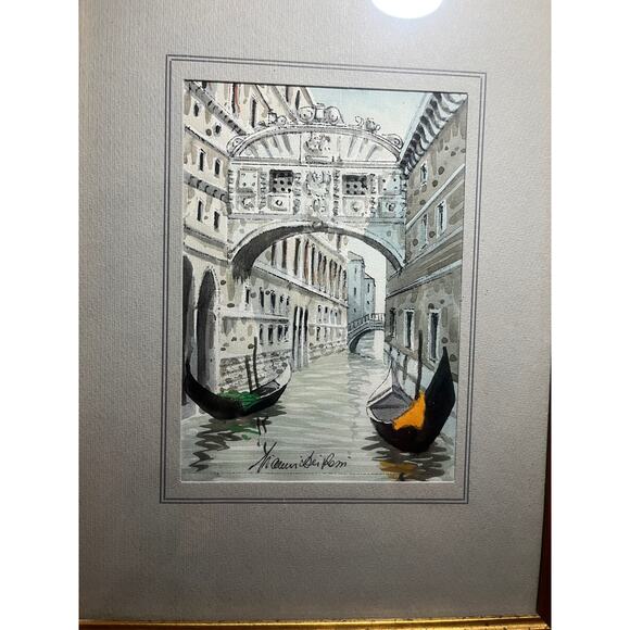 Set of 2 Venice Prints of Bridge and Canal Signed - Picture 6 of 7